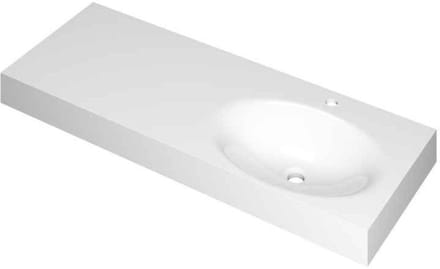 INK Smooth Wastafel Polystone Rechts met 1 Kraangat - 1200x450x90 mm - Glans Wit