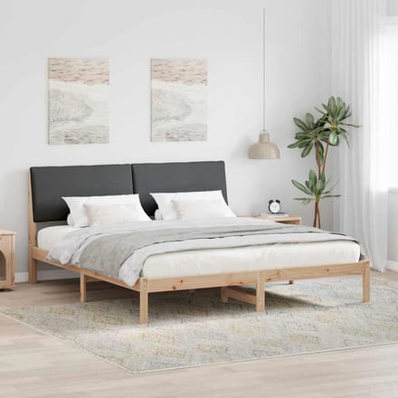vidaXL - Bedframe - Bruin - en - donkergrijs - 200 - x - 200 - cm - Massief - grenenhout