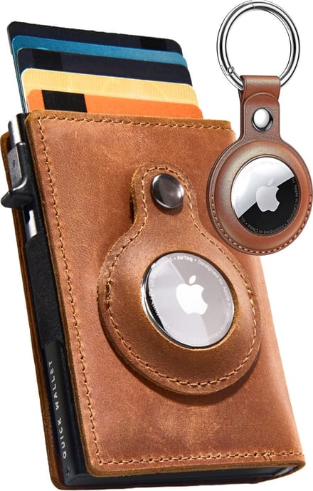 QuickWallet AirTag Pasjeshouder Heren - Sleutelhanger - Bruin