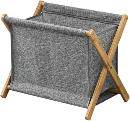 Houten Wasmand - Kleding Organizer - WasSorteren - Opvouwbaar X-Frame - 40x30x38 cm - Grijs