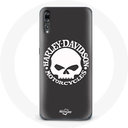 Coque pour Huawei P20 - Harley Davidson - Tête de mort - Rigide - Noir - Protection synthétique