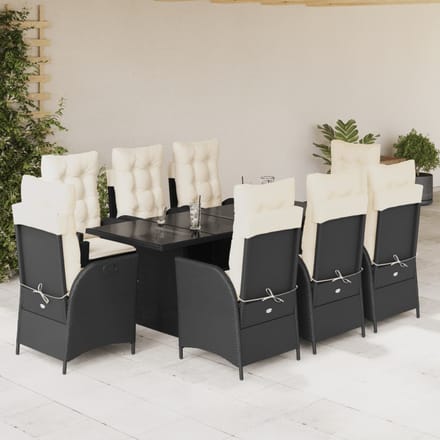 vidaXL - 9-delige - Tuinset - poly - rattan - zwart