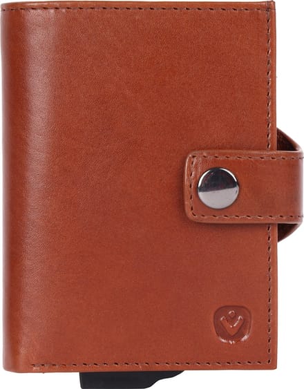Valenta - Echt Leren Portemonnee - Pasjeshouder Uitschuifbaar - Cognac - max 12 pasjes, briefgeld en muntgeld - RFID NFC - incl. Luxe Cadeaubox