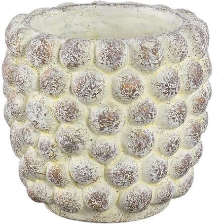 PTMD Bloempot Ruis - 19x19x17 cm - Cement - Creme