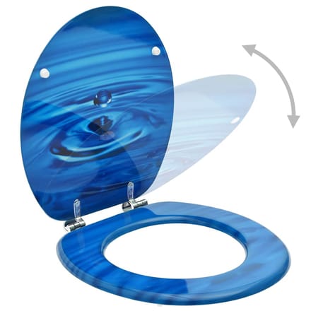 vidaXL - Toiletbril - met - soft-close - deksel - waterdruppel - MDF - blauw