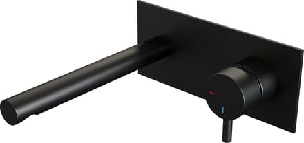 Brauer Black Edition inbouw wastafelmengkraan met rechte uitloop en afdekplaat model B1 mat zwart