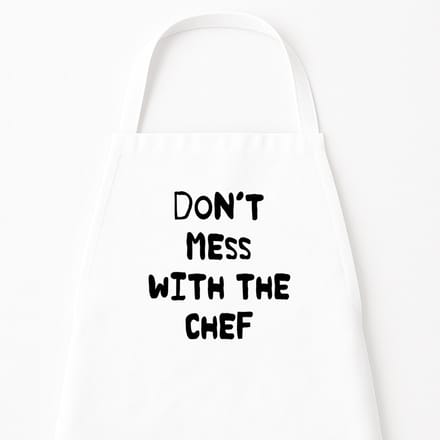 Go Mama - Keukenschort Don't mess with the Chef, Wit, One Size - Verstelbaar Schort