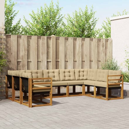 vidaXL - Buiten - bank - set - 9 - st - Natuurlijk - en - Beige