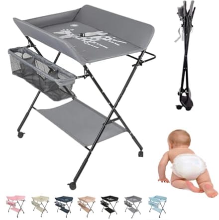 Inklapbare Luiertafel met Opbergmand en Hoogteverstelling voor Baby's
