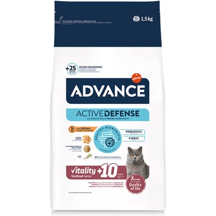 Voordeelpakket: 2x1,5kg Advance Sterilized Senior +10 met kip droog kattenvoer