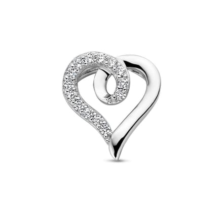 zilver gerhodineerd hanger hart en zirkonia 1337812