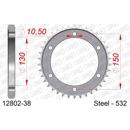 Stalen tandwiel Afam 532 38 dents