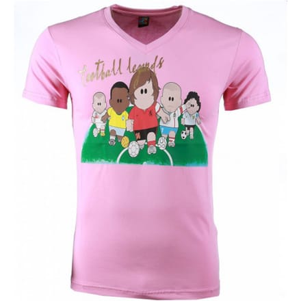T-shirt - Football Legends Print - Roze