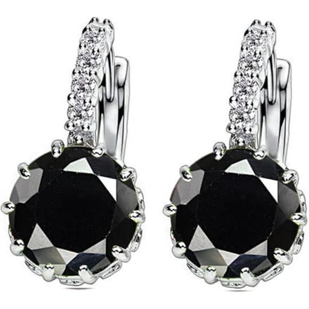 Victorious Dames Oorbellen – Zwart Bergkristal – Zilverkleurig – 2cm