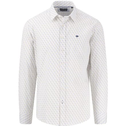 Fynch-Hatton Overhemd Supersoft Cotton Dot Pattern Subtle Structure Kent Beige-Blauw / male
