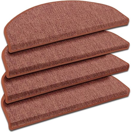FLOORDIREKT Trapmat London - Zelfklevend & Antislip - Set Van 15 - Terra - 23,5 x 65 cm - Halfrond