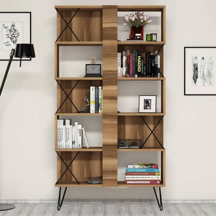 Asir Boekenplank - Okkernoot - 90 x 167,3 x 22 cm