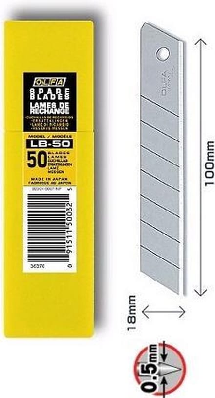 Lemmet Olfa Deelbaar Cutter 50 Stuks 100 x 18 mm