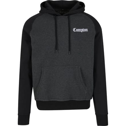 Mister Tee - Compton Wording EMB Raglan Hoodie/trui - M - Grijs/Zwart