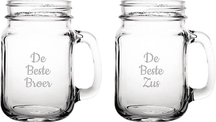 Gegraveerde Drinkglas 45cl De Beste Broer- De Beste Zus