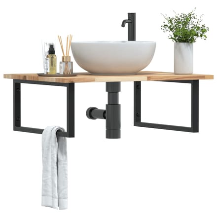 vidaXL - Badkamer - wandschap - staal - en - massief - acaciahout