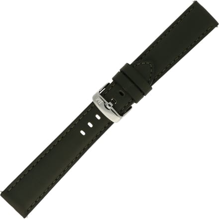 Zwart lederen waterdichte horlogeband - 22 mm