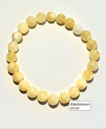 Gele calciet armband 6 mm zonnevlecht