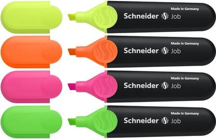 Schneider markeerstift - tekstmarker - Job - assorti 4 stuks - beitelpunt - S-1500