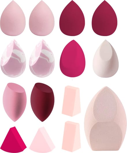 YUBBI Professional Beauty Blender Set - Make Up Spons - Foundation Applicator - Poederspons - 15 Stuks