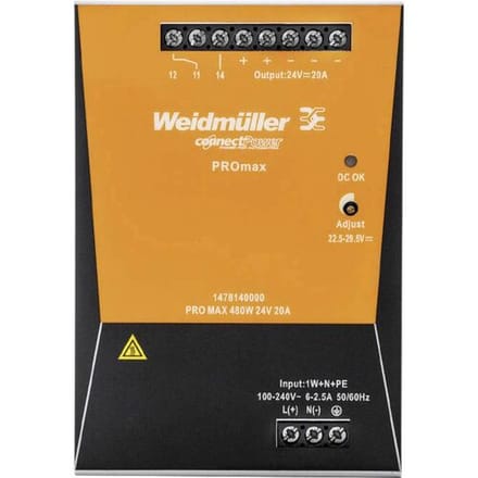 Weidmüller 1478140000 DIN-rail netvoeding 24 V/DC 20 A 480 W Inhoud 1 stuk(s)
