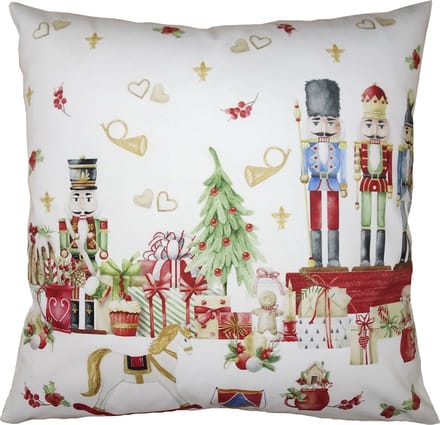 Clayre & Eef Kussenhoes 45x45 cm Rood Wit Polyester Notenkrakers