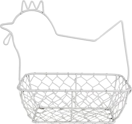Clayre & Eef Eiermand 27 cm Wit Metaal Kip