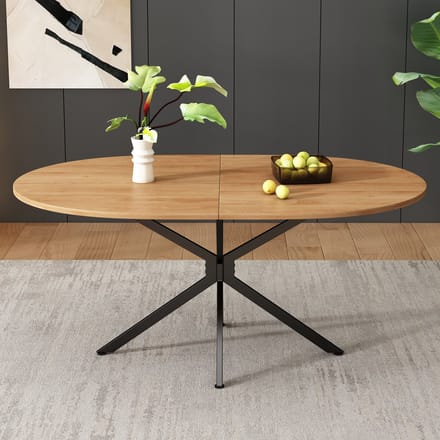 MODFU Eettafel - Kruispoten - Modern - Eetkamer - MDF - Naturel