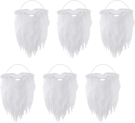 6-delige Witte Sinterklaasbaard voor Kinderen, Kunstmatige Baard voor Carnaval en Feestjes