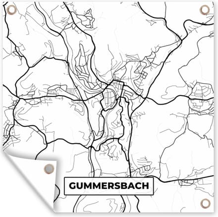 Tuindoek Plattegrond - Kaart - Gummersbach - Stadskaart - 100x100 cm