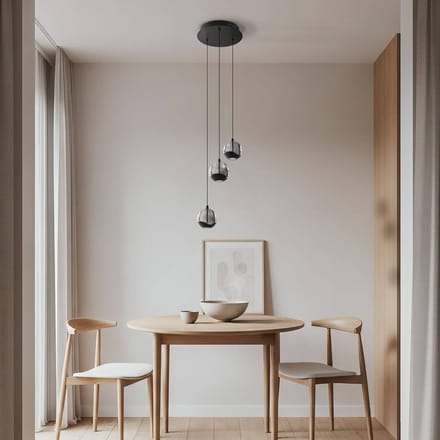 Lucande LED hanglamp Hayley, zwart, 3-lamps, glas
