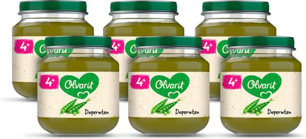 Olvarit Babymaaltijd 4+ Maanden – Doperwten – 6 x 125g
