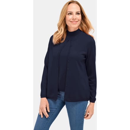 Onderhoudsarme basic twinset - marine - Gr. 54 van Goldner Fashion