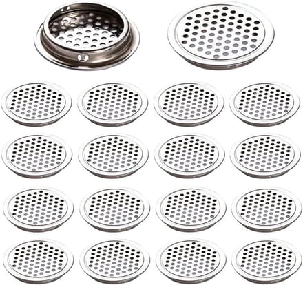 20x Ronde Ventilatieroosters RVS - Ø53mm Ventilatieopening Kast met Zeef