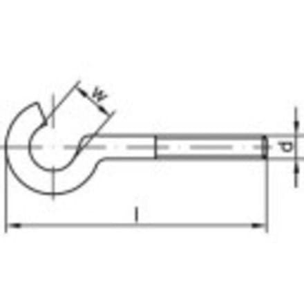 TOOLCRAFT 159624 Gebogen schroefhaken 80 mm Galvanisch verzinkt staal 100 stuk(s)