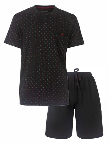 Paul Hopkins Heren Shortama - Pyjama Set - Wybertjes dessin - Grijs - Maat L
