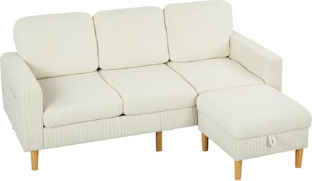 HOMCOM-Bankset-192x138x85cm-Corduroy (100% polyester)-Beige