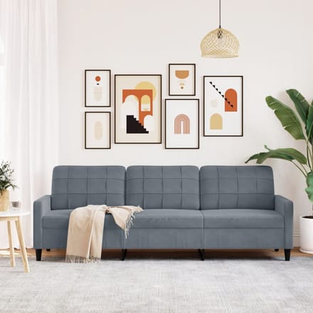 vidaXL - Driezitsbank - 210 - cm - fluweel - donkergrijs