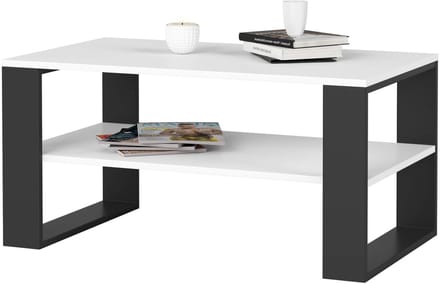 Salontafel Koffietafel ALEX / Wit - Zwart / 92x45x53 cm