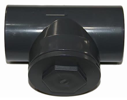 PVC terugslagklep 50 mm voor zwembadventiel met klempneraansluiting
