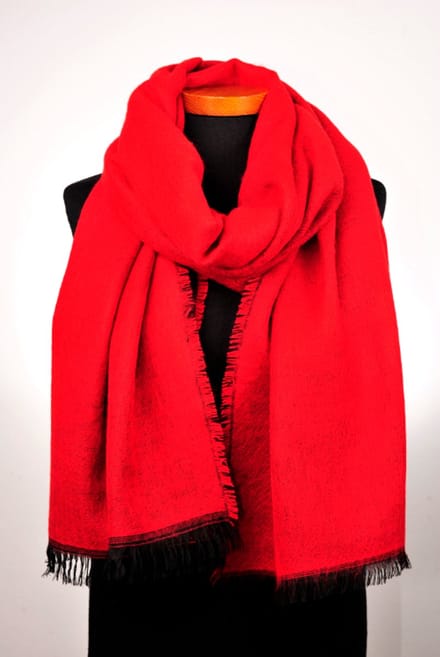 Dubbelgeweven sjaal in 2 kleuren Rood/Zwart 72 cm x 200 cm