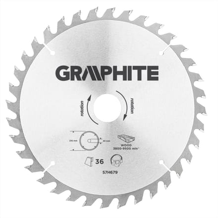GRAPHITE Cirkelzaagblad 216 mm, 36 tands, Hout