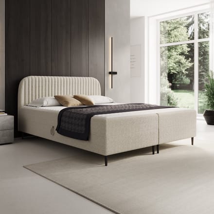 Meubella - Bosque - Boxspring met opbergruimte - Teddystof beige - 160x200 cm