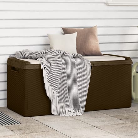 vidaXL - Tuinbox - met - zitkussen - 350 - L - polypropeen - bruin