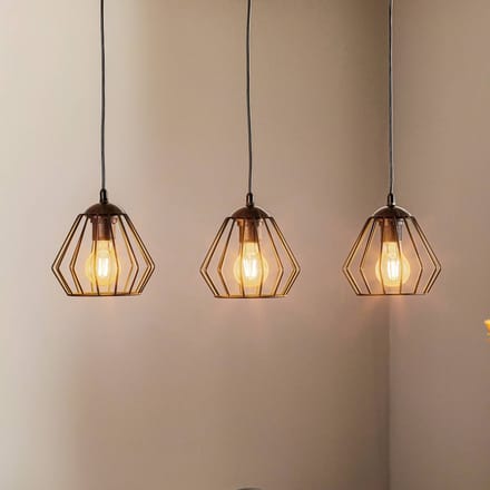 HELAM Hanglamp Agat zwart, 3-lamps lang